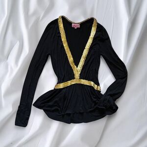 Y2K Black and Gold Top